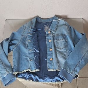 Universal Thread Blue Cropped Jean Jacket with Classic Collar